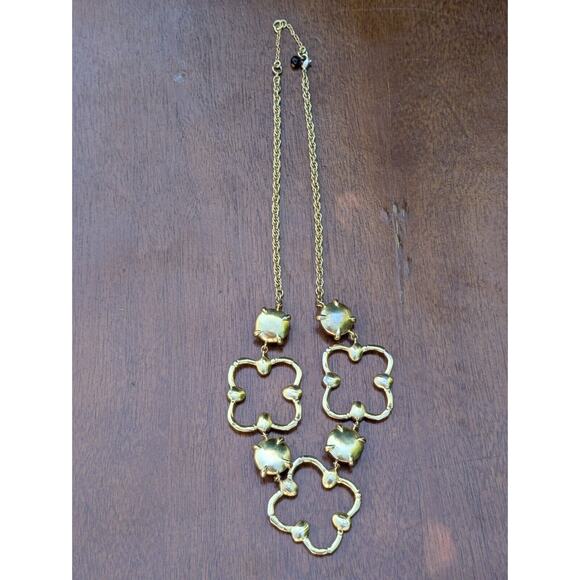 VTG Art Deco Coloured Black Red Beads Gold Tone Clover Statement Necklace Rare - Picture 10 of 12